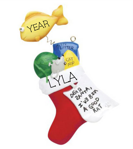 Santa, I've been a good Cat Stocking- Personalized Christmas Ornament