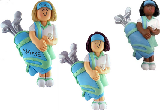 Golfer Female- Personalized Christmas Ornament