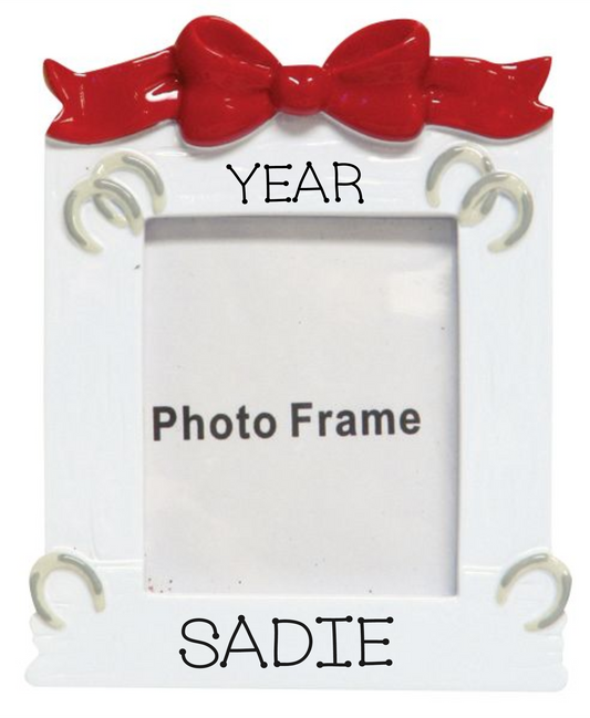 White Horse Frame- Personalized Ornament