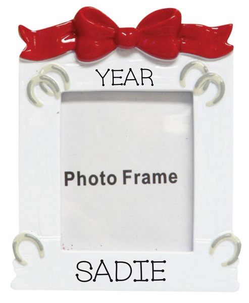 White Horse Frame- Personalized Ornament