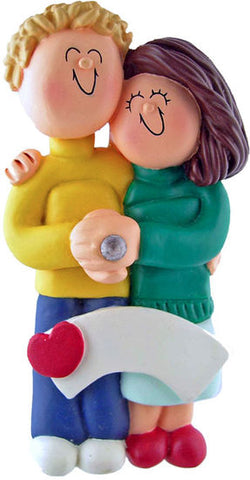 Engaged Couple, Light Skin, Personalized Ornament (discontinued)