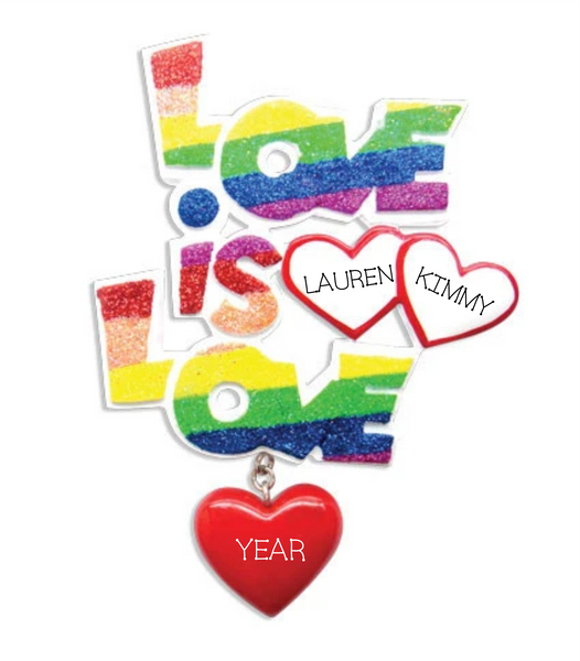 Love is Love Rainbow Ornament, Same Sex Ornament