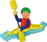 Kayaker, Male- Personalized Christmas Ornament