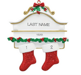 White Mantle- Family of 2 Personalized Ornament