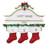 White Mantle- Family of 3 Personalized Ornament