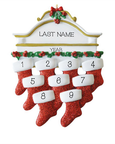 White Mantle- Family of 7 Personalized Ornament