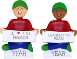 Learned to read/Book Lover Boy- Personalized Christmas Ornament