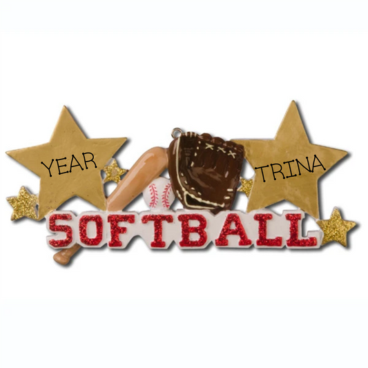 Softball Star- Personalized Christmas Ornament