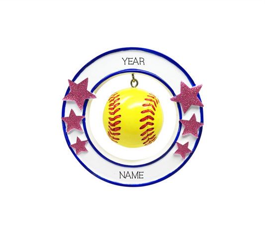 Softball 3D Personalized Christmas Ornament