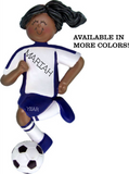 Soccer Player Girl- Dark Skin Personalized Ornament