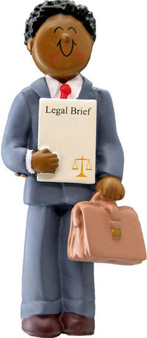 Attorney/Lawyer, Dark Skin, Male- Personalized Ornament