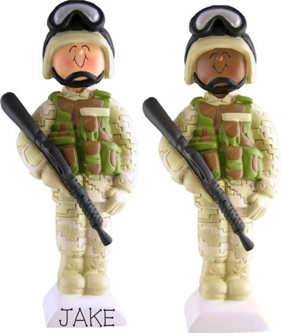 Armed Forces in Fatigues, Personalized Christmas Ornament
