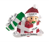 Baby in Present- Personalized Christmas Ornament