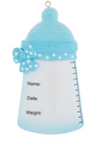 Baby Bottle, Blue - Personalized Christmas Ornament