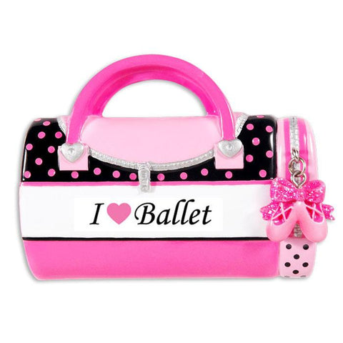 Dance, Ballet, I love Ballet bag- Personalized Christmas Ornament
