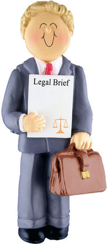 Attorney/Lawyer, Blonde Hair Male- Personalized Ornament