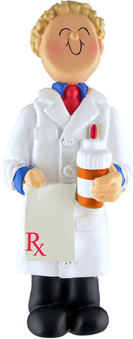 Pharmacist, Blonde Male- Personalized Ornament