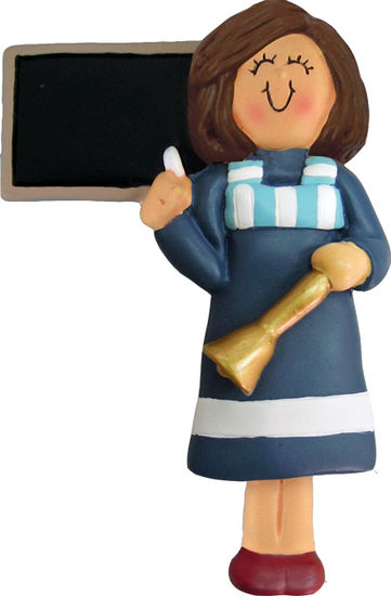 Teacher, brown hair female-personalized ornament