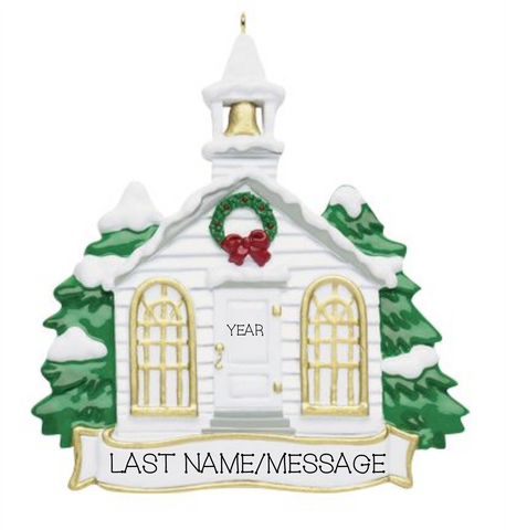 White Church- Personalized Christmas Ornament
