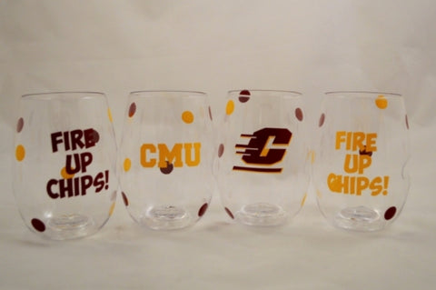 Central Michigan shatterproof Govino Wine Glasses (set of 4)