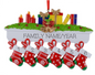 Colorful mantle with stockings, Family of 6