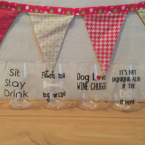 Dog Lover Shatterproof Govino Wine Glasses, (set of 4)