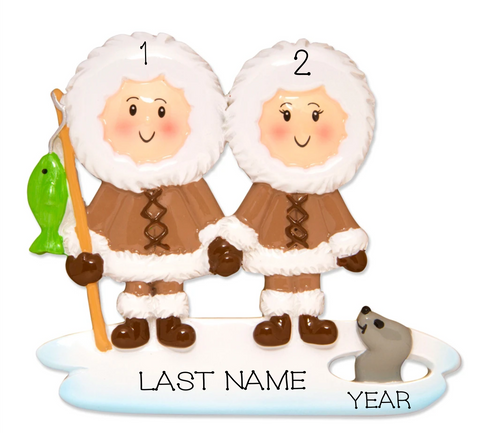 Eskimo Family Personalized Christmas Ornament- Family of 2
