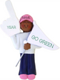 #1 Fan Woman, Dark Skin Personalized Christmas Ornament