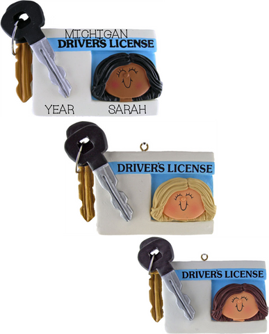 Driver's License, Female- Personalized Christmas Ornament