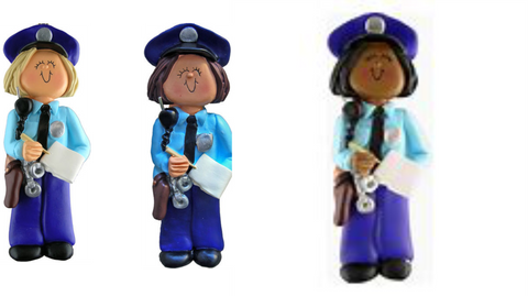 Police Officer, Female- Personalized Ornament