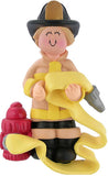 Firefighter, Blonde Hair, Female- Personalized Ornament