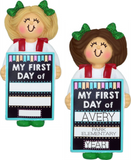 First Day of School Girl- Personalized Christmas Ornament