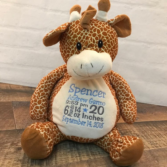 Personalized Giraffe Cubbie, Stuffed Animal