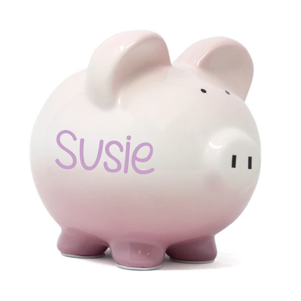 Personalized Pink Ombre Piggy Bank