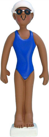 Diver/Swimmer, Female, Dark Skin- Personalized Christmas Ornament