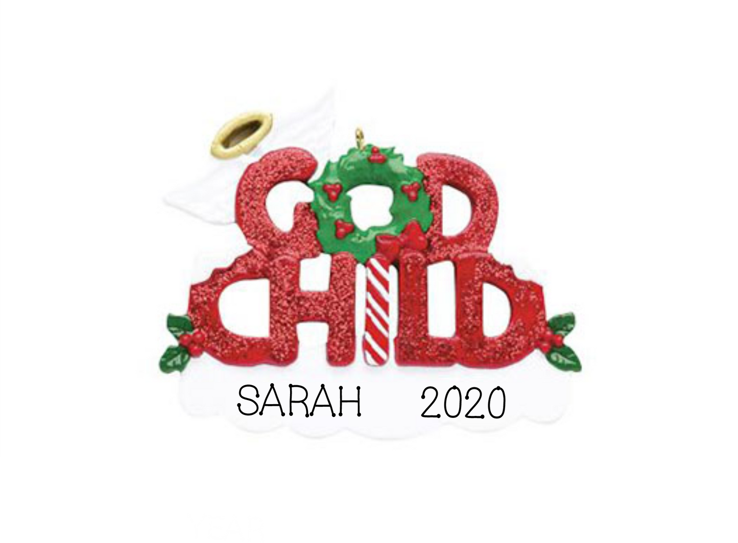 God Child, God Son, God Daughter-Personalized Ornament, Sparkle Ornament