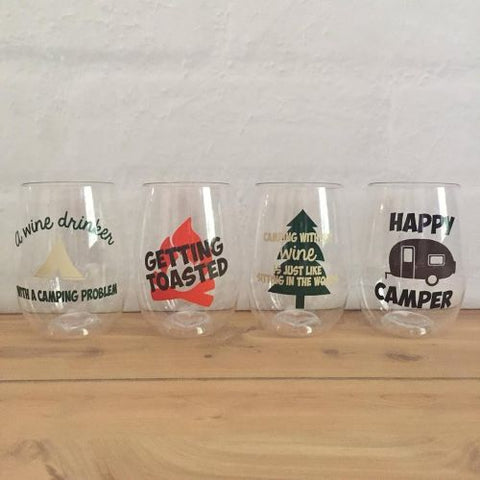 Happy Camper shatterproof Govino Wine Glasses (set of 4)