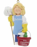 House Cleaner/Janitor, Blonde Female- Personalized Ornament
