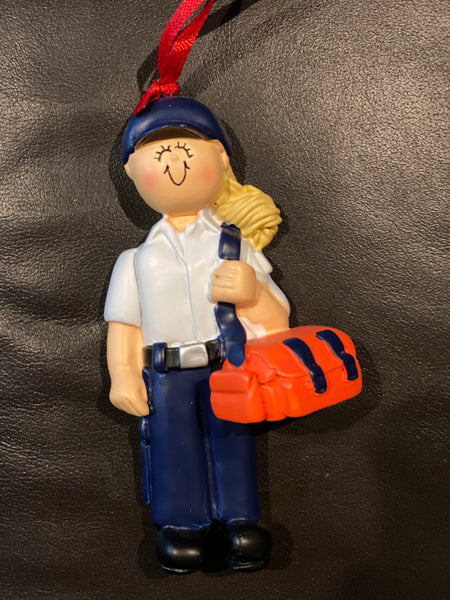EMT, Blonde Hair, Female- Personalized Ornament