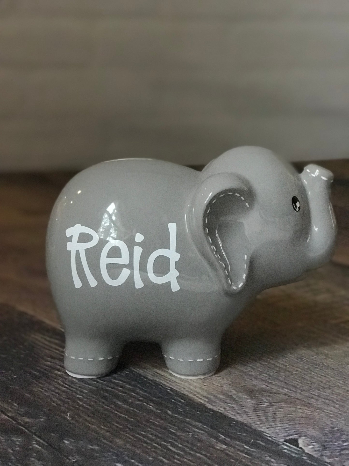 Personalized Grey Elephant Piggy Bank