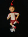 Soccer Player Boy- Brown Hair Personalized Ornament