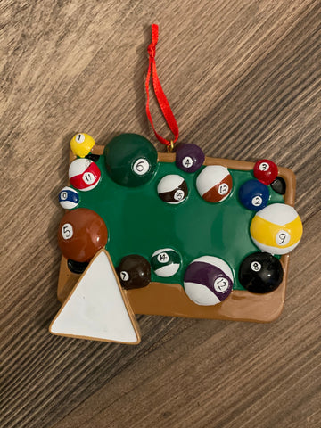 Billiards- Personalized Christmas Ornament