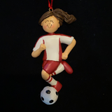 Soccer Player Girl- Brown Hair Personalized Ornament