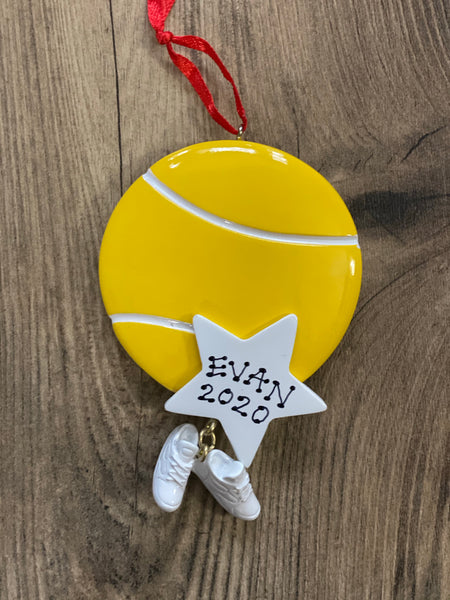 Tennis ball with star - Personalized Christmas Ornament
