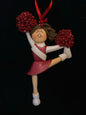 Cheerleader with Brown Hair and Red Uniform- Personalized Ornament