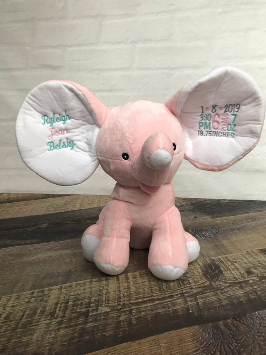 Personalized Big Earred Elephant Dumble (pink)