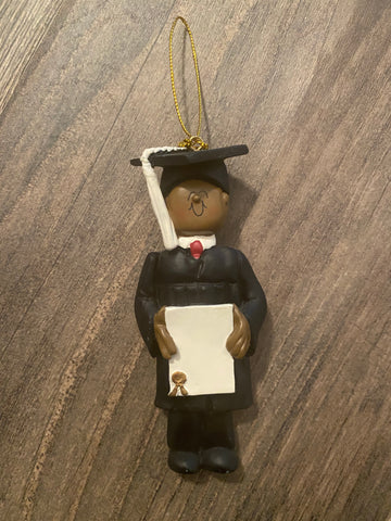 Graduate, Male, Dark Skin Personalized Ornament