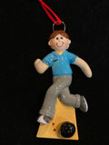 Bowler, Male, Brown Hair- Personalized Christmas Ornament