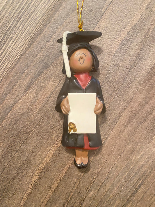 Graduate, Female, Dark Skin- Personalized Ornament