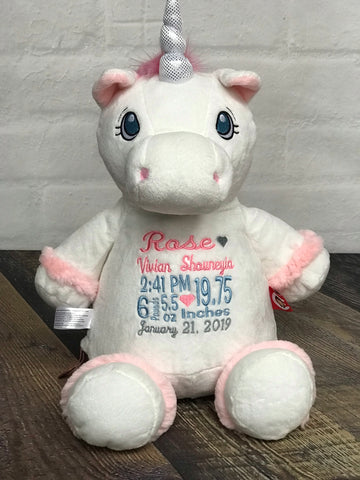 Personalized Unicorn Cubbie- White